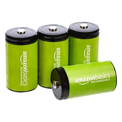 Afbeelding van Amazon Basics D cel batterijen, oplaadbaar, 10.000 mAh NiMh, set van 4 (uiterlijk kan verschillen)