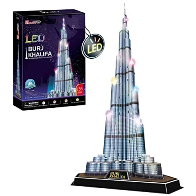 Afbeelding van 3D Puzzel Burj Khalifa l Kinderen vanaf 8 Jaar en Ouder Modellen om in Elkaar te Zetten 136 stuks 39 x 34 146 cm Meerkleurige