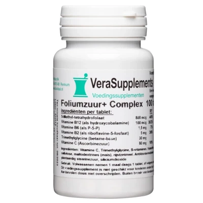 Afbeelding van VeraSupplements Foliumzuur+ Complex Tabletten 100TB