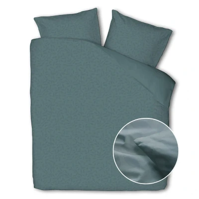 Afbeelding van Dekbedovertrek Luna Embossed Leafs Tweepersoons (200x220 cm) Groen Microvezel Dessin: Bloemen, Natuur Bedding Dekbed Discounter.nl