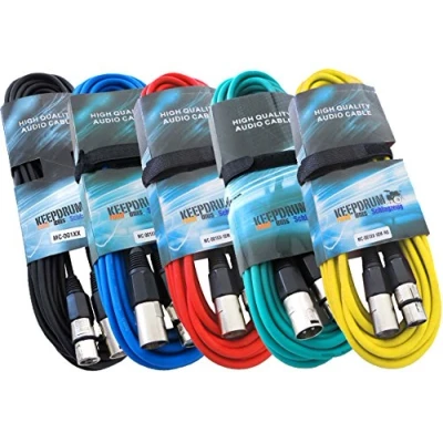 Afbeelding van Keepdrum MC 001XX 5 x 10 m microfoonkabel set XLR kleuren
