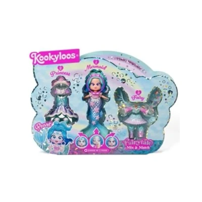 Afbeelding van KOOKYLOOS Fairytale Mix &amp; Match, Pearl 3 in 1 fantasy pop, bevat prinsessenkostuum, zeemeerminnenoutfit en feeënoutfit