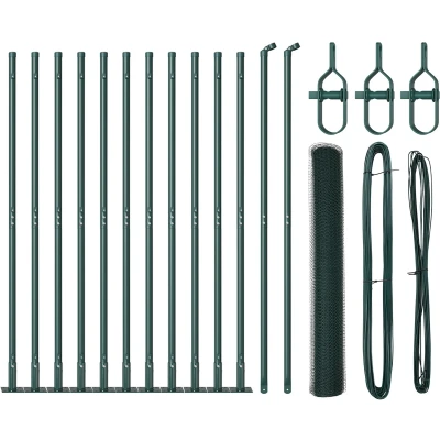Afbeelding van vidaXL Hekenset Set van 2 Bosgroen Metaal, Plastic Coating 25 x 1 m