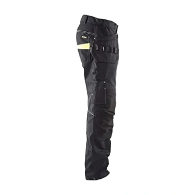Afbeelding van Blaklader Service werkbroek met stretch en spijkerzakken 1496 1330 Zwart/High Vis Geel C158