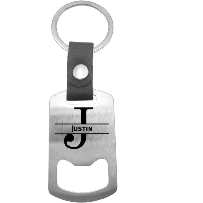 Afbeelding van Luxe Sleutelhanger RVS Leer Justin
