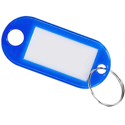 Afbeelding van 1 x sleutelhanger sleutelbordje beschrijfbaar sleutelring om te beschrijven blauw