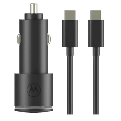 Afbeelding van Motorola Chargers 45W USB PD Dual Port Fast Charger (USB A, C) Voertuig voedingsadapter/Telefoon Oplader met 1M C naar kabel.
