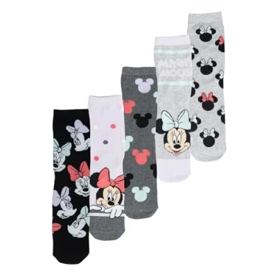 Afbeelding van Disney Minnie Mouse sokken voor dames, sneakerkousen, 38 43 (verpakking van 5 stuks), Meerkleurig, EU