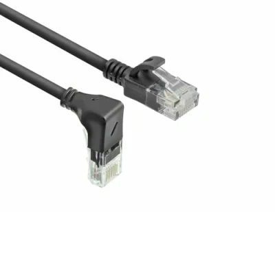 Afbeelding van ACT DC3951 U/UTP CAT6A LSZH Slimline Patchkabel RJ45 Connectoren 90 haaks beneden Zwart 1,5 meter