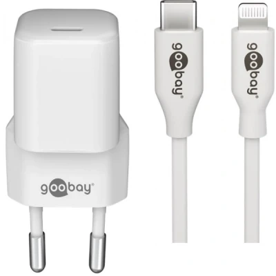 Afbeelding van USB C oplader + lightning kabel 3000 mA Goobay