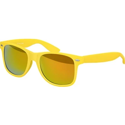 Afbeelding van Balinco Zonnebril UV400 CAT 3 CE Rubber met veerscharnier voor mannen &amp; vrouwen (geel rood/oranje gespiegeld)