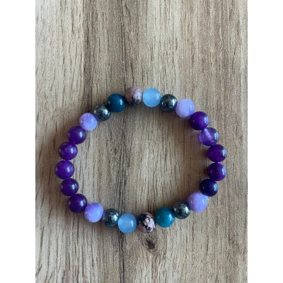 Afbeelding van Kalmerende Edelsteen Armband 18 cm 8 mm Kralen Apatiet, Rhodoniet &amp; Fluoriet Voor Rust Ontspanning
