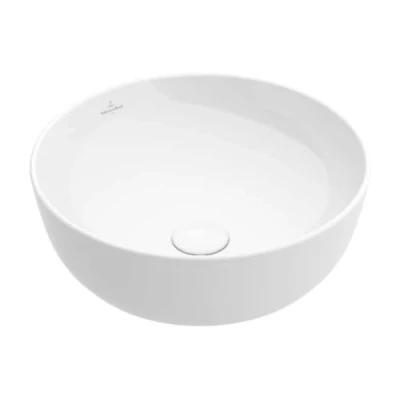 Afbeelding van Villeroy &amp; Boch Artis opzetwastafel rond wit (43 cm) zonder kraangat,
