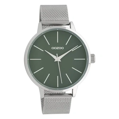 Afbeelding van OOZOO C10006 Horloge Timepieces Collection staal zilverkleurig groen 42 mm