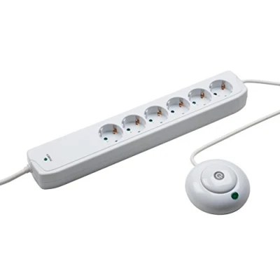 Afbeelding van Meister Stekkerdoos 6 voudig 2 m kabel wit kunststof IP20 voor binnen aparte trapschakelaar/stekkerdoos/meervoudige stekkerdoos/tafelstopcontact/Tido / 7430050
