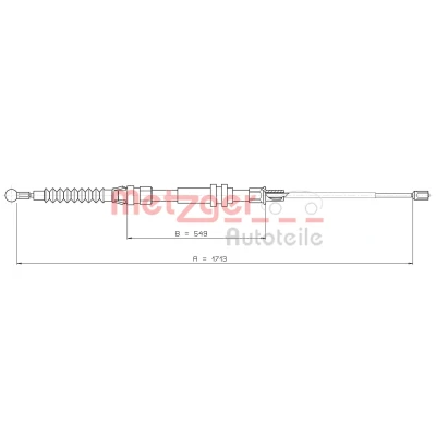 Afbeelding van METZGER 10.7432 Handremkabel Links achter, Rechts achter 1713/549mm Schijfremmen VOLKSWAGEN: Caddy 3, 3