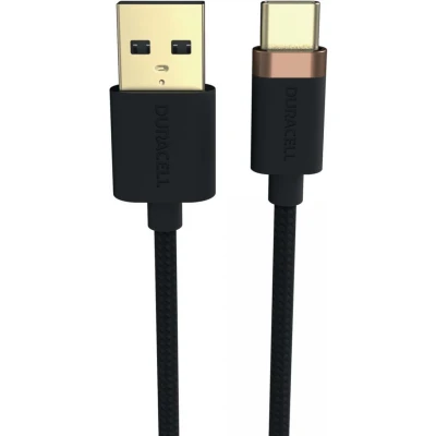 Afbeelding van Duracell 3A USB A naar C 2.0 Kabel Kevlar 1M Zwart