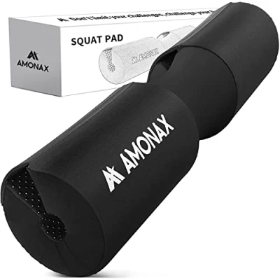 Afbeelding van AMONAX Barbell Squat Pad, extra dikke schuimvulling voor nek en schouderondersteuning, Heavy Duty Gym Fitness Workout Cover Vrouwen Hip Thrusts, Gewichtheffen zware squats (Zwart)