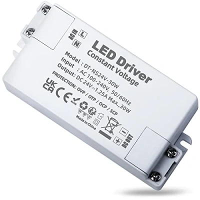 Afbeelding van REYLAX LED transformator 24V 30W 1.25A, Ledtransformatoren AC 230V naar DC Voeding Driver, Laagspanningstransformator voor MR11 G4 MR16 GU5.3 lampen, ledstripverlichting, Trafo Adapter