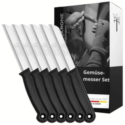 Afbeelding van Schwertkrone Premium schilmessen, roestvrij staal, solingen, 6 stuks, lemmet van 8,5 cm, ergonomisch voor de keuken