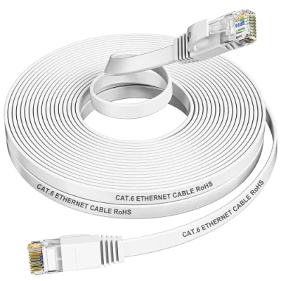 Afbeelding van Internet Kabel 10 meter wit, Cat6 Platte Ethernet Gigabit Netwerkkabel 10m, Hoge snelheid LAN 250Mhz, RJ45 witte Patchkabel voor Router, Switch, Modem, PS5, PS4