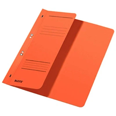 Afbeelding van Snelhechtmap Leitz 3740 A4 1/2 voorblad + 2 gaats 250gr karton oranje 50ST