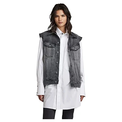 Afbeelding van G Star RAW Vest Oversized Denim Wmn Ev D22581 D291 C778 31 Faded Blade Dames Maat M
