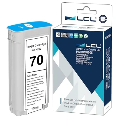 Afbeelding van LCL Compatibele inktcartridge 70 C9452A 135ML hoog rendement (1 pak cyaan) vervanging voor HP Designjet Z2100 Z3100 Z3100PS Z3200 Z3200PS