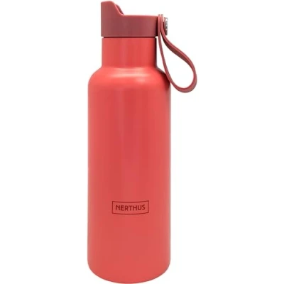Afbeelding van NERTHUS FIH 1262 CLICK &amp; DRINK sportfles, dubbelwandig, 500 ml, met kliksluiting, hydratatie en stijl in premium design, koraal