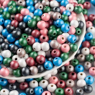 Afbeelding van HERZWILD Kleurrijke houten kralen om te rijgen 500 stuks gekleurde knutselkralen voor DIY sieraden maken (Pearl color)