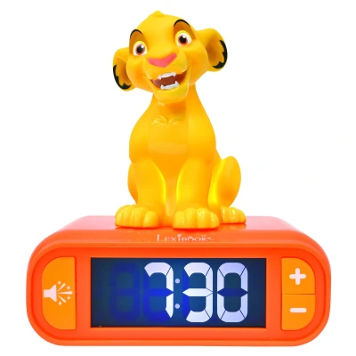 Afbeelding van Lexibook, Disney The Lion King, Simba nachtlampje wekker, geluiden en melodieën, LCD scherm met achtergrondverlichting, lichtgevend, sluimerstand, geel/oranje, RL800AN