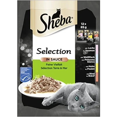 Afbeelding van Sheba Selection In Saus, Kattenvoeding Verse Verpakking, Natte Voeding Voor De Dagelijkse Verwenmomenten, 48 x 85 g