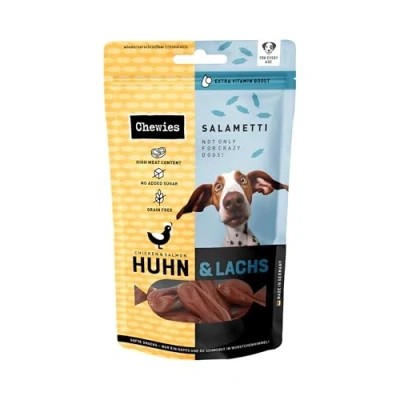 Afbeelding van Chewies Salametti Hondensnack Kip&amp;Zalm 200 gr