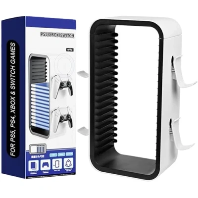 Afbeelding van MatoSan Tower Game: universele PS5 standaard &amp; gameplank PS4 spelhouder switch opslag multifunctionele spelstandaard voor 18 games en 4 controlleraccessoires
