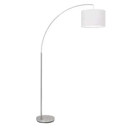 Afbeelding van Brilliant Leuchten Booglamp Clarie 1,8m hoogte, e27 max. 60 w, ijzer/wit, stoffen kap, metaal/textiel
