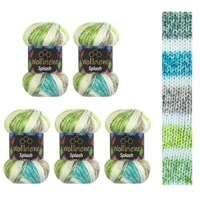 Afbeelding van Wollbiene Splash Batik 7030 Breiwol, 5 x 100 g, 500 gram met kleurverloop, anti pilling, meerkleurig, kleur: meerkleurig