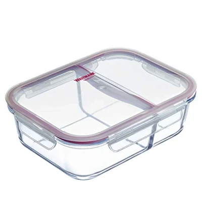Afbeelding van Westmark Vershouddoos, deksel, 2 vakken, 1380 ml, luchtdicht, oven /vriezer /magnetronbestendig, glas/kunststof/siliconen, doorzichtig/rood, 234522E1