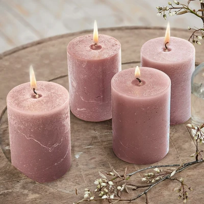 Afbeelding van LOBERON Kaars set van 4 Virrans roze