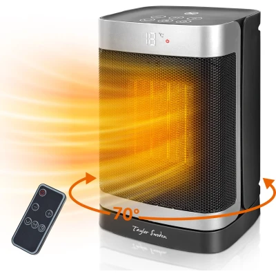 Afbeelding van Taylor Swoden Fiery Olieradiator 4 Standen Met Timer Afstandsbediening ECO modus LED Display 1500W Zwart/Rvs