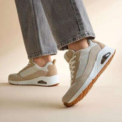 Afbeelding van Skechers Uno 2 Much Fun Sneakers Dames Beige