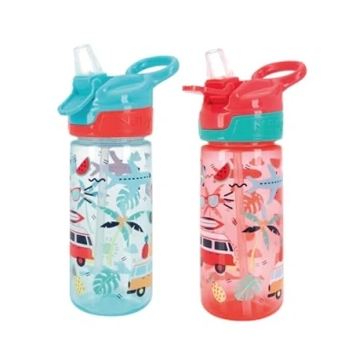 Afbeelding van Nuby Super Quench lekvrije drinkfles voor kinderen, 540 ml, draaggreep, vrije doorstroming, vaatwasmachinebestendig, sterilisator, drinkbeker, geschikt kinderen vanaf 18 maanden