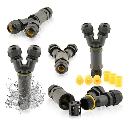 Afbeelding van 5 stuks kabelverbinders waterdicht 24A 450V AC 4 polig M25 kabeldoorsnede: 14mm drie openingen IP68 Y stuk m waterdiepte getest VDE &amp; CE dozenmof aardkabel
