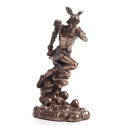 Afbeelding van Veronese Design 6 1/8 Inch Hermes Griekse Heraut of The Gods Koud Gegoten Hars Bronzen Afwerking Sculptuur Beeldje