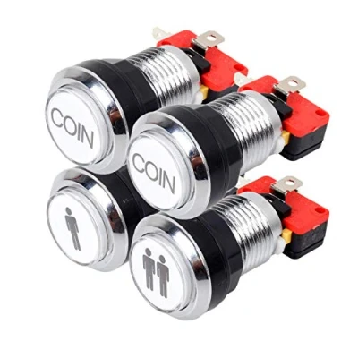 Afbeelding van Arcade Chrome Silver Plated 5V 12V LED verlichte starttoetsen 1P 2P speler 2x munt voor Mame Jamma vechtspellen videospellen onderdelen van de set
