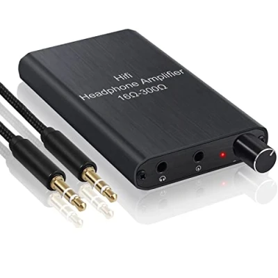 Afbeelding van eSynic HiFi Hoofdtelefoonversterker Draagbare Amp 3.5mm Audio Oplaadbare Oortelefoonversterker 16 300Ω Impedantie met Gain Switch en Lithium Batterij voor MP3 MP4 Telefoons Digitale Spelers Computers