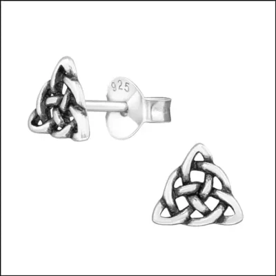 Afbeelding van Aramat jewels ® Zilveren keltische oorbellen hart met triquetra 925 zilver 8mm