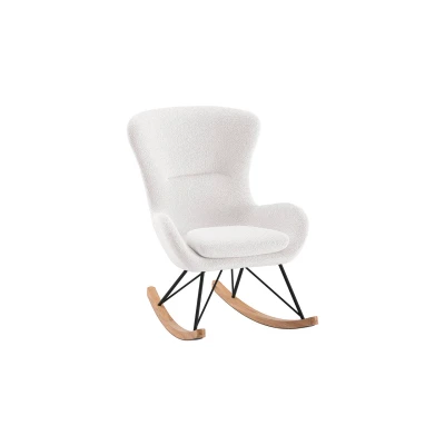 Afbeelding van Davidi Design Rocky Wit Bouclé Schommelstoel