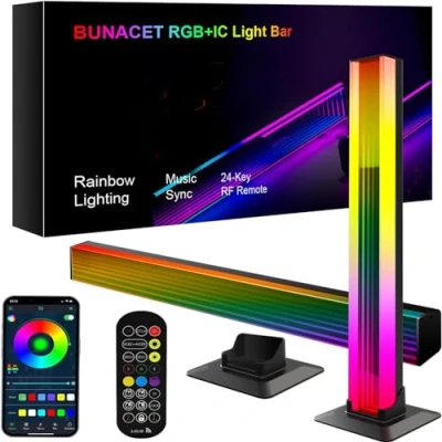 Afbeelding van Eukee Lightbar, USB aangedreven sfeerlamp, dimbaar met multi modi en timer, besturing voor gaming, decoratie, pc, tv, kamerdecoratie, RGB tv achtergrondverlichting, app