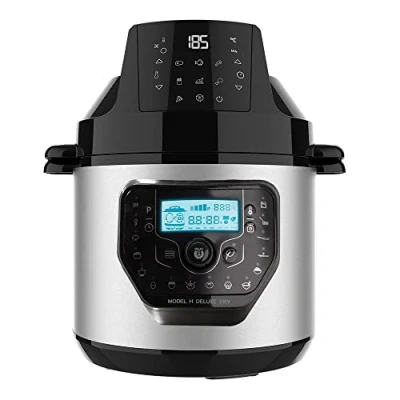 Afbeelding van Cecotec GM H Deluxe Fry Programmeerbare kookpan met airfryerkop en weegschaal, multifunctionele keukenmachine, 6 liter, geavanceerd deksel, 24 uurs programmeerbaar, instelbare temperatuur, recept
