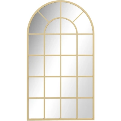 Afbeelding van HOMCOM Wandspiegel Garderobespiegel 110 x 65 cm decoratieve spiegel met metalen frame hangspiegel woonkamerspiegel voor slaapkamer goud